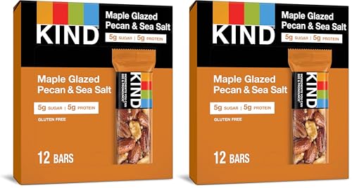 Image of KIND Nut Bars,Maple Glazed Pecan & Sea Salt,Healthy Snacks,Gluten Free,Low Sugar,5g Protein,(Pack of 24)
