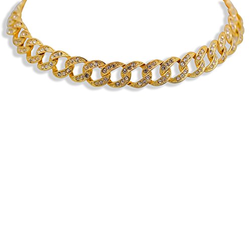 Collier Miami Cuban 18" or jaune et oxydes de zirconium style hip hop