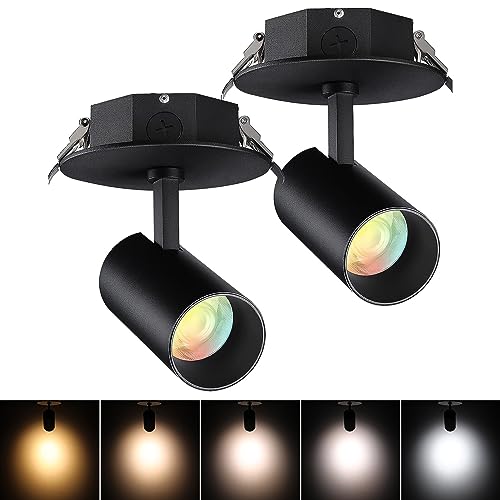 LEONLITE 2-Pack 5CCT LED Ceiling Spotlight with Included Junction Box Black