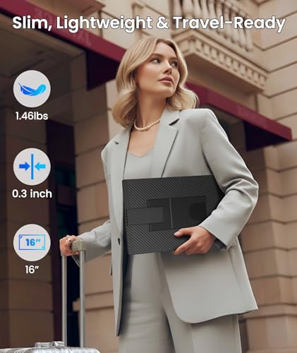 Portable Monitor, 16" 1200P FHD Laptop Screen Extender, Detachable Horizontal/Vertical Monitor, Plug & Play Dual Travel Monitor Build-in Speaker for Laptop/Mac/Windows - Image 4