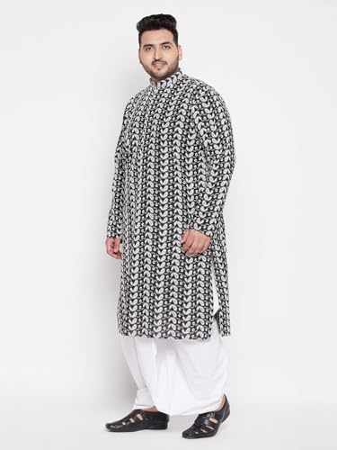 Image of Vastramay Plus Men's Pure Cotton Kurta And Dhoti Set || Classic Ensemble Of Lukhnowi Chikankari Kurta And Cotton Dhoti Set || Elegant For Holi & EID Celebration