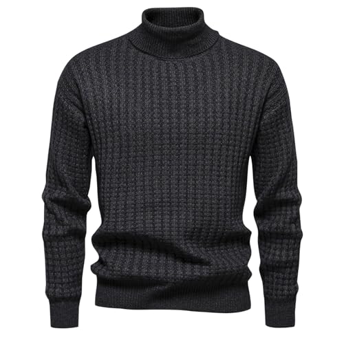 Men's Slim Fit Cable Turtleneck Sweater Ribbed Knit High Neck Pullover Sweaters Vintage Tees Casual Sport Jumper Tops2