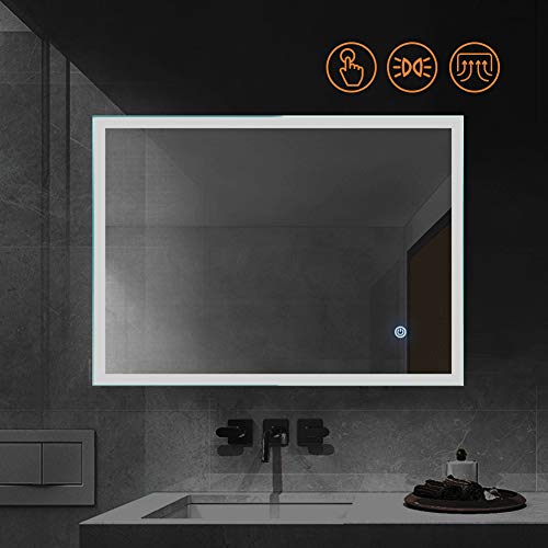 KAASUN 32" x 24" Inch LED Bathroom Wall-Mounted Backlit Vanity Mirror High Lumen