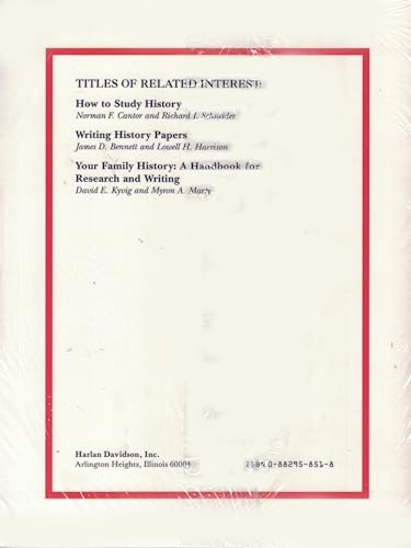 Methods and Skills of History: A Practical Guide 0882958518 Book Cover