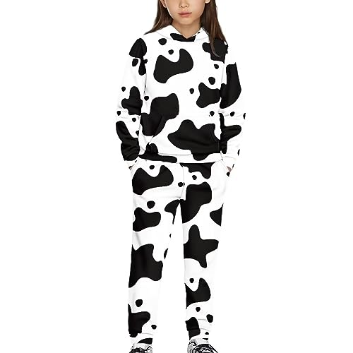 doginthehole 2Pcs Athletic Sweatsuits Sets Youth Hoodie Long Sleeve Hooded Sweatshirt and Sweatpant Outfits for Boys Girls2