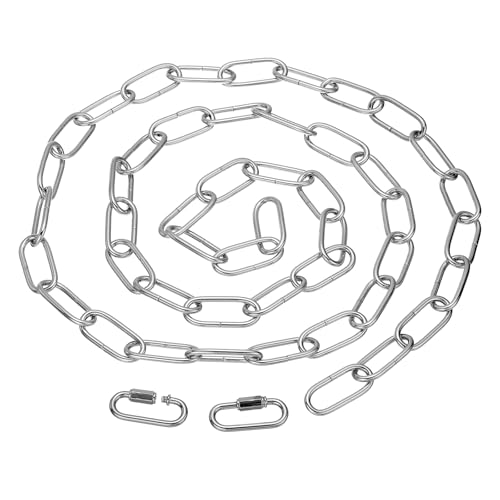Image of PATIKIL 6ft Lighting Hanging Chain, Metal Looping Chain with Quick Link Screw Lock Connectors for Hanging Plant Pendant Chandelier Light Fixture, Silver Tone