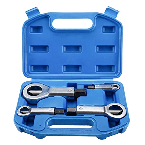 4 Stück robuste Mutterspalter Cracker, Nut Splitter Breaker gebrochen beschädigte Schraubenmutter Entfernung Spaltwerkzeuge mit blauer Box Cover