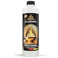 Allmanns Bioethanol 1l 100% | Bio Ethanol 100 Prozent | Reiner Bioalkohol geeignet für Indoor & Outdoor | ideal für Tischkamin Tischfeuer Kaminofen Feuerstelle Feuersäule