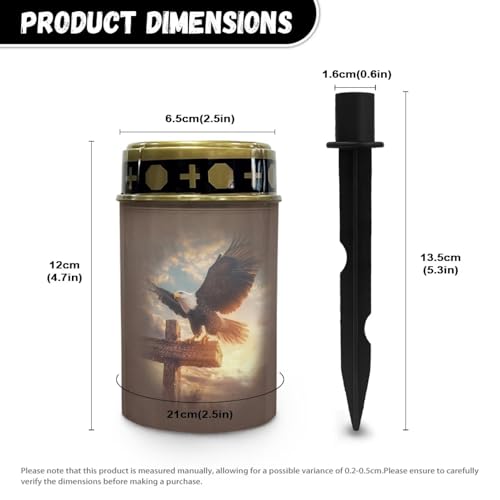 Image of Eagle Cross Solar Grave Lights for Cemetery Flameless Solar Powered Light for Prayer Waterproof Cemetery Solar Lights for Grave Cemetery Decor Candle Lamp