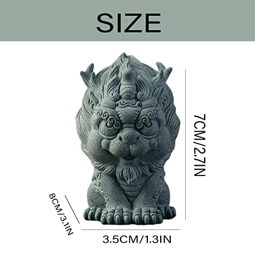 Image of livelyfish Feng Shui Guardian Chi Lin /Kylin /Qi Lin Statue Sandstone Figurine Wealth Good Luck Sculpture Chinese Decor for Fish Tank Aquarium Garden & Patio Micro Yard Bonsai Decoration (S)