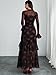 GothDark Womens Floral Maxi Dress Sheer Mesh Bell Sleeve Tiered Ruffle Gothic Romantic Casual Long Dresses