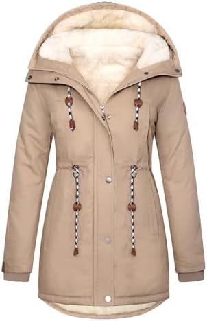 TOMEEK Damen Winterjacke Winter Warm Wintermantel Damen Lang Winterparka mit Teddyfell Gefüttert Kapuzenmantel Mantel Parka Damen-Mäntel Jacke Fleecemantel Skijacke