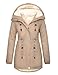 TOMEEK Damen Winterjacke Winter Warm Wintermantel Damen Lang Winterparka mit Teddyfell Gefüttert Kapuzenmantel Mantel Parka Damen-Mäntel Jacke Fleecemantel Skijacke(Khaki,M)
