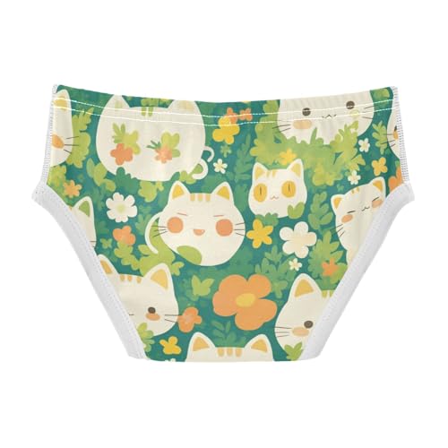 KLL Cartoon Cat Bunny and Flower Green Boys Toddler Cotton Athletic Underwear Breathable Children Panties2