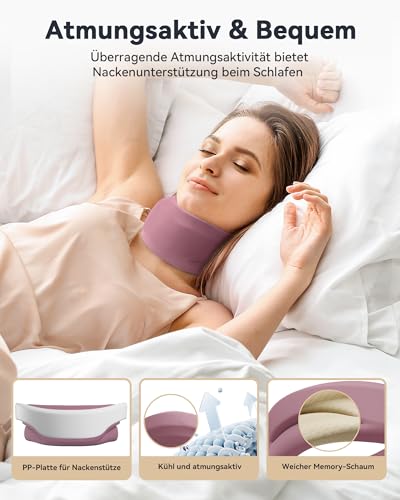 BETOVIN Nackenstütze gegen Nackenschmerzen, Weiche & Verstellbare Halskrause für Schlafen, Neck Support zur Unterstützung der Halswirbelsäule Druckentlastung, für Frauen und Männer(Magenta, M)