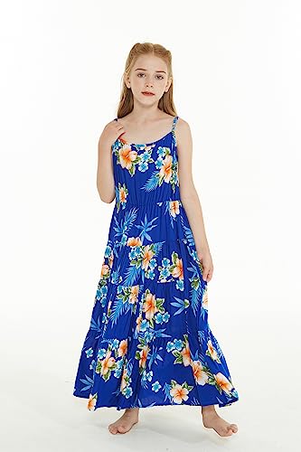 Image of Matchable Family Hawaiian Luau Men Women Girl Boy Clothes in Hibiscus Blue