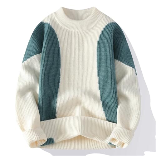 Men's Winter Knitted Pullover Fashion Patchwork Crew Neck Sweater4