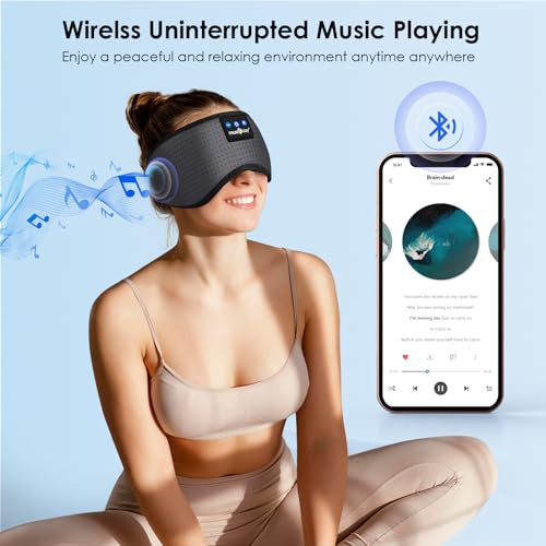 Image of MUSICOZY Sleep Headphones Bluetooth 5.4 Breathable Sleeping Headphones Sleep Mask, Wireless Eye Mask Sleep Earbuds for Side Sleepers Men Women Office Travel Cool Tech Gadgets Gift