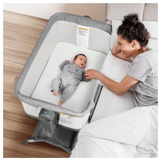 MUHDUH Baby Bassinet Bedside Sleeper, Baby Crib for Infant, 6-Height Adjustable, Rocking Mode with Breathable Mesh & Mattress, Quiet Wheels & Easy Assembly, Stable and Secure Crib for Newborn, Grey