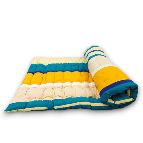 Image of Deevine Craft Soft Cotton Foldable Mattress - Lightweight, Firm Single Gadda | 3D Design Print, 72x36 Inches (3x6 ft) | Portable for Picnic, 1 Sleeping Capacity (Beige Design Mattress)
