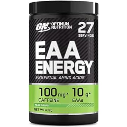 Optimum Nutrition EAA Energy Powder with Full Essential Amino Acids Blend and Caffeine, Sugar Free Pre Workout Powder, Energy and Focus Support, Mojito Flavour, 27 Servings, 432 g