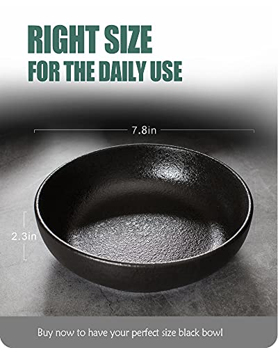 Lareina Pasta Bowls, Ceramic Salad Bowl, Large Serving Bowls, Wide And Shallow, Microwave And Dishwasher Safe, Chip And Scratch Resistant, 35 Ounce - Set Of 4 (Cast Iron Black) #TOP1