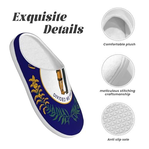 Cozy Kentucky State Flag print Slippers Indoor and Outdoor Fuzzy House Shoes Anti-Skid Sole Gifts for Women Indoor Scuff4
