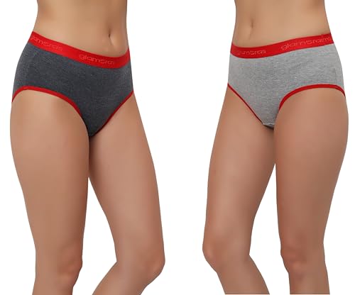 Image of GLAMORAS Women Cotton High Waist Full Coverage Broad Band Tummy Tucker Tummy Control Panty, Size L-3XL, Pack of 2 Panties