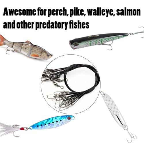 100 piezas de líderes de pesca marina de 30cm con mosquetones miniatura 3