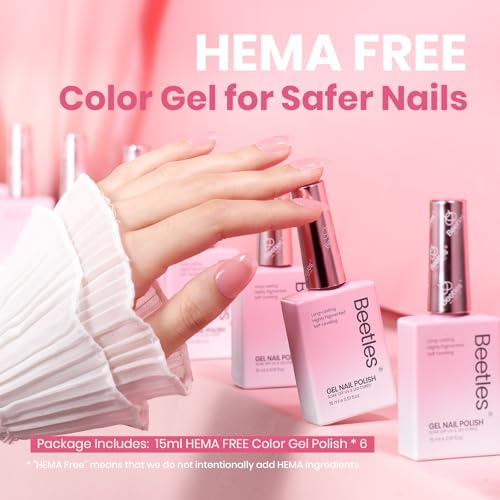 Image of Beetles Jelly Gel Nail Polish Set - 6 Colors 15ML Full Size Full Size HEMA-Free Nude Pink Brown Milky White Sheer Gel Polish Kit Translucent Effect Soak Off UV Colorful Bottle Gel Gift for Women