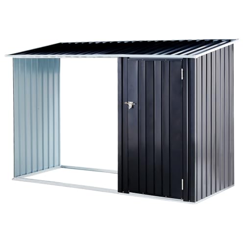 Qinazoe 98 Inch 2-in-1 Metal Storage Shed