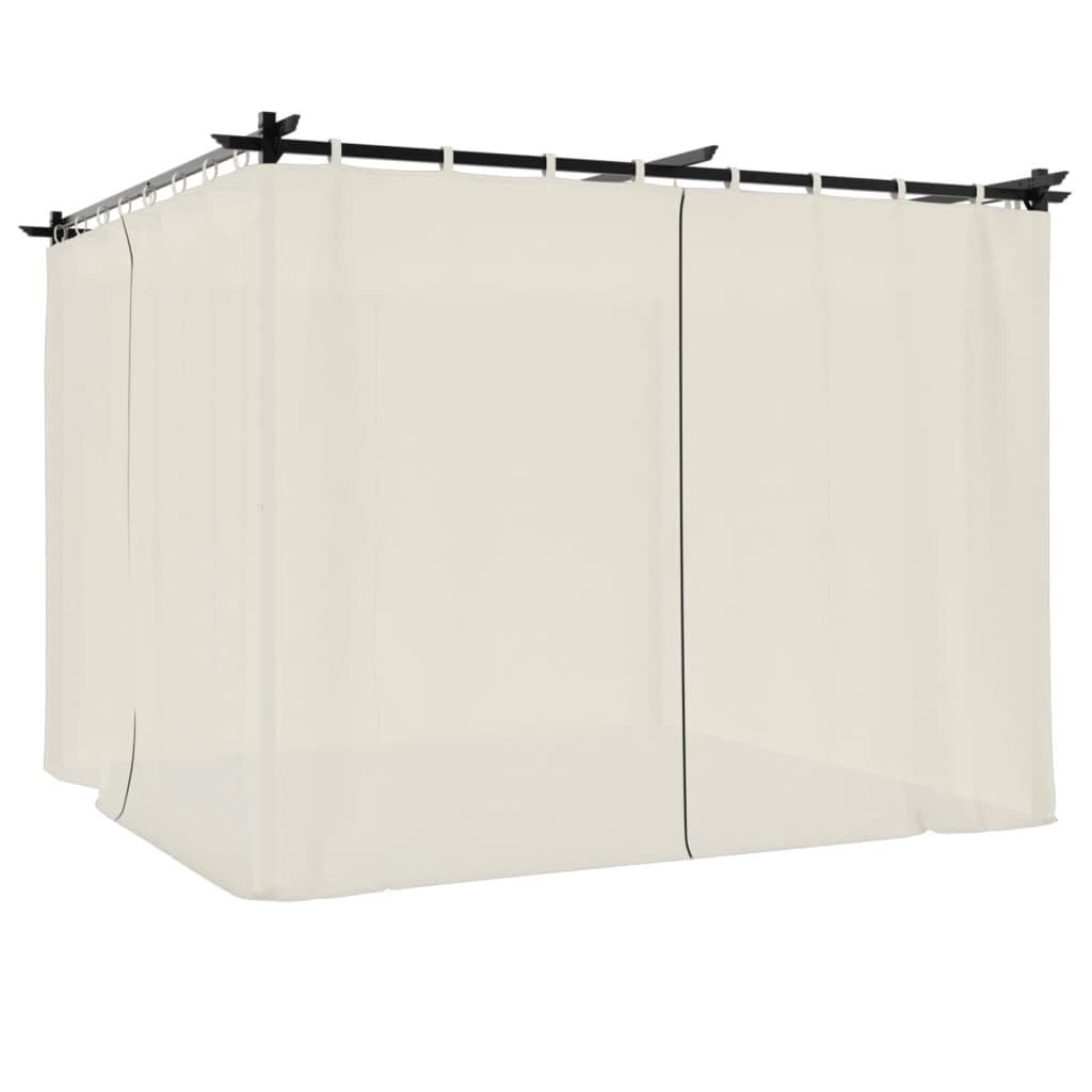 Gazebo da Giardino 3x3 m con Tende Crema in Acciaio | Pergolato da esterno per giardino e patio con tetto retrattile regolabile e tende laterali con cerniera.