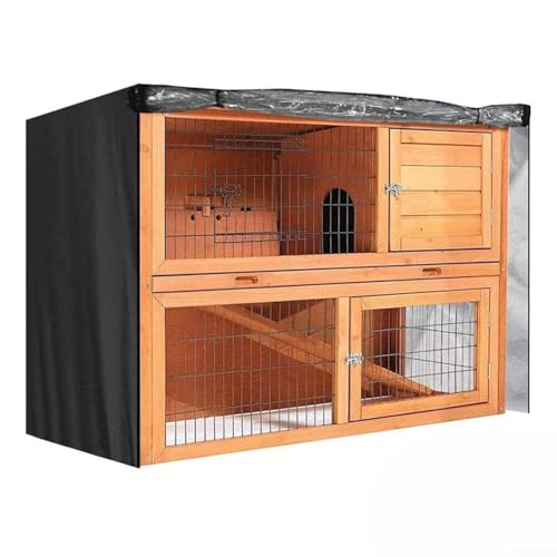 Image of Double Rabbit Hutch Cover with Ventilation Holes and Viewing Window, Waterproof, Outdoor Pet House Protector, for Rabbits Guinea Pigs Hamsters(1)