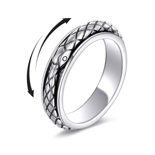 Vadmans Bague anti-anxiete serpent argent 925 fidget bijou femme homme