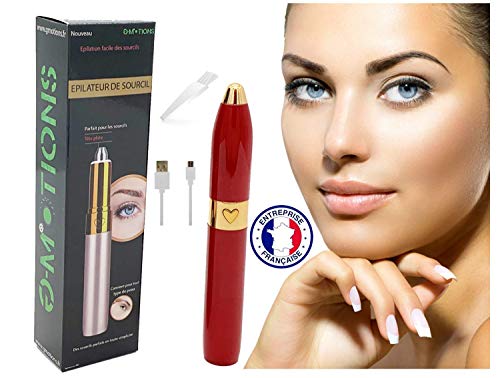G-MOTIONS Épilateur/Tondeuse à Sourcils électrique Indolore pour femmes/hommes Rasoir pour Duvet du Visage/Sourcils/Poils à Lèvres/Bras avec LED intégrée Manuel d'utilisation en français (Rouge)