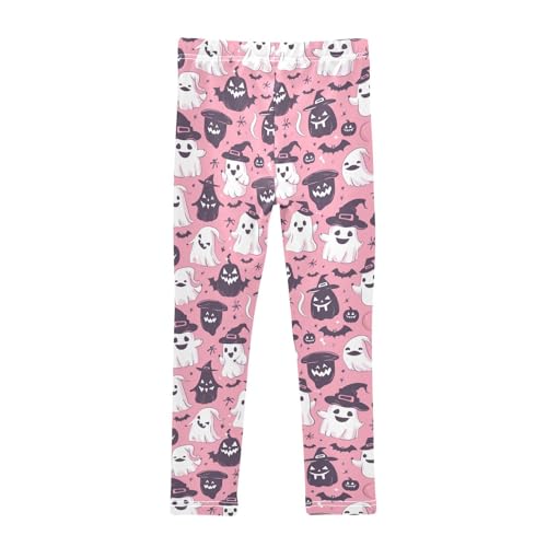 Girls Leggings Halloween Cute Ghosts Bat Pumpkin Pink Soft Toddler Leggings for Girls Kids Pants Size 4T-10T2