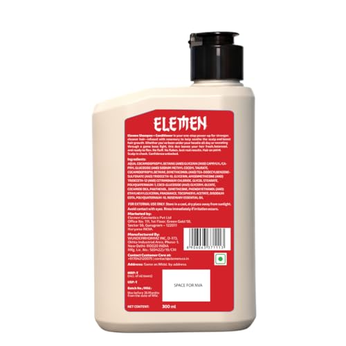 Image of Elemen 2-in-1 Shampoo + Conditioner -300ml For Kids & Teenage Boys 11+ Yrs | Sulphate Free Shampoo And Conditioner | Hairfall Control With Rosemary, Vitamin E & B5 | Cleanses & Conditions In One Wash