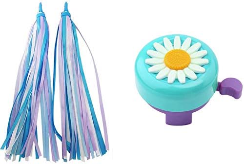 AISHEMI Kids Bike Bell Handlebar Streamers with Tassel Ribbo for Children Girls and Boys Bicycle Scooter Bell Ring with Colorful Long Bike Ribbon Streamer