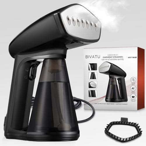 BIVATU 1640W Handheld Clothes Steamer – 260ML Water Tank, Stainless Steel Steam Plate, Portable Travel Steamer for Wrinkle-Free Clothes, Bedding, and Curtains