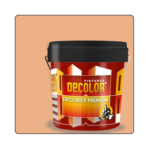 PINTURAS DECOLOR DECORTEX LISO PREMIUM - Pintura revestimiento impermeabilizante para fachadas. (4 litros). SALMÓN