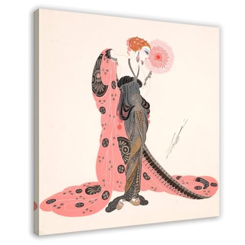 Tableau Erté Art Déco Femme Rose Toile pour Sublimer un Bureau Terne