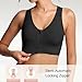 Lemef Front Zipper Sports Bras for Women Wirefree Post Surgery Bra Front Closure Racerback Compression Mastectomy Bras Black XL