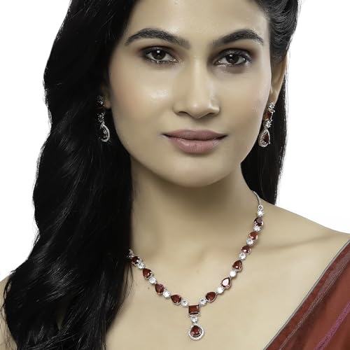 Rhodium-Plated Diamond Fashion Necklace Set