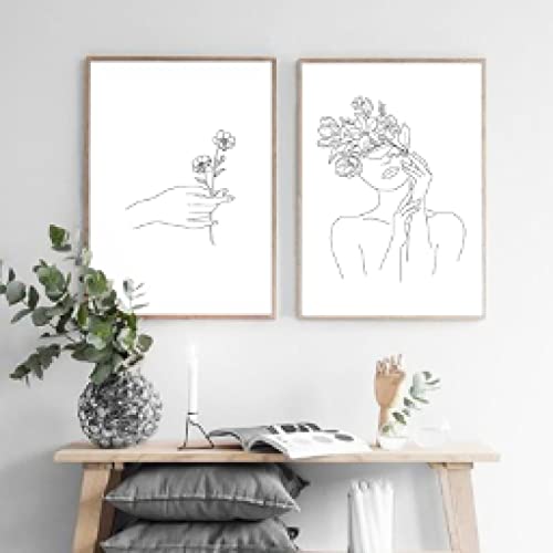 Affiche de fleurs minimaliste noir et blanc affiche murale marguerite art moderne