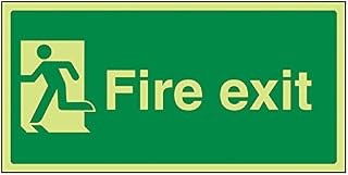 VSafety Glow In The Dark Final Fire Exit Man Left Sign - 300mm x 100mm - Rigid Plastic