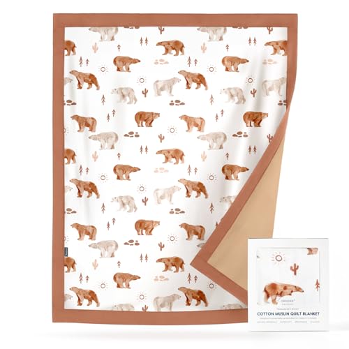 Image of GRSSDER Muslin Cotton Quilt Blanket - Silky Soft and Breathable Baby Blanket Quilt, Oversized Muslin Blankets for Newborns, Toddlers & Kids, 6 Layers Reversible Design for All Seasons, 40 inch x 50 inch