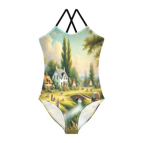Farmhouse River Field Girls Bathing Suit Swimsuit Swimwear Summer Beach One Piece Swimsuits