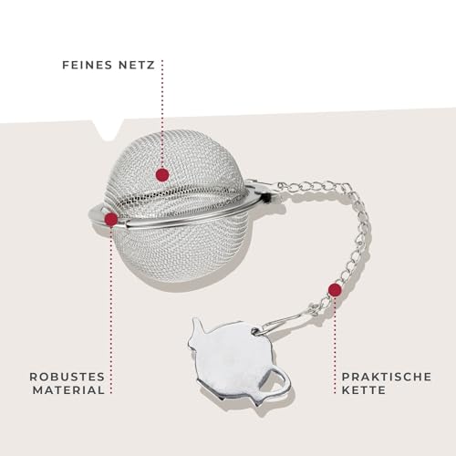 Fackelmann Tee-Ei Essential aus hochwertigem Edelstahl - Ideal für losen Tee, spülmaschinengeeignet, Silber