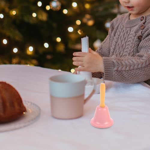MAGICLULU 1Pcs Xmas Hand Call Bell Handbell with Wooden Handle Solid Loud Hand Bell for Christmas Dinner Calling Decor Pink - Image 2