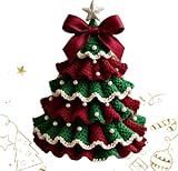 DIY Crochet Christmas Tree Kit – Handmade Holiday Decoration Set, Beginner Christmas Kit, Tree Bow Pearl Embellishment, Christmas Party Crochet Decorations,Starter kit (Green)
